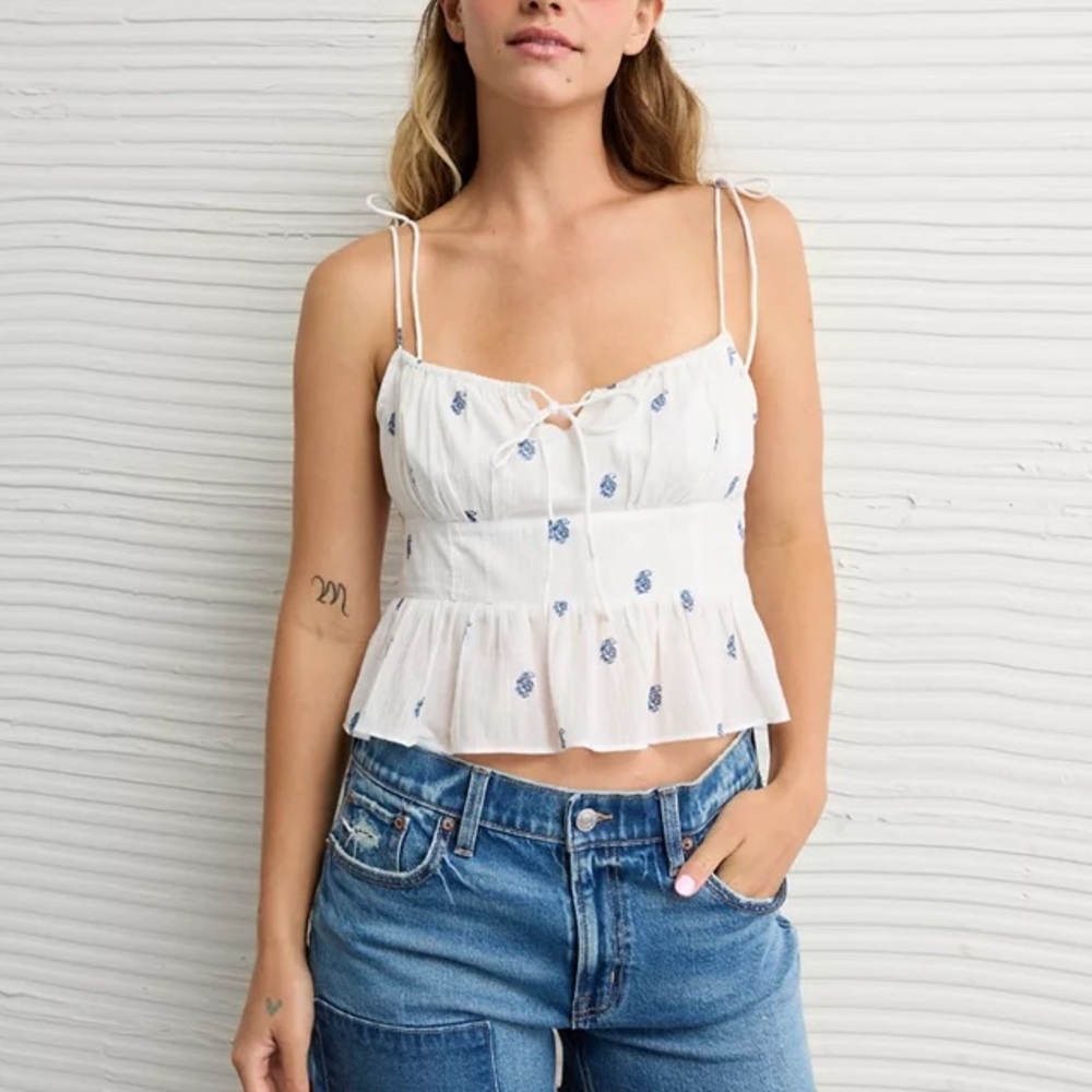 AE Tie Strap Corset Tank Top
